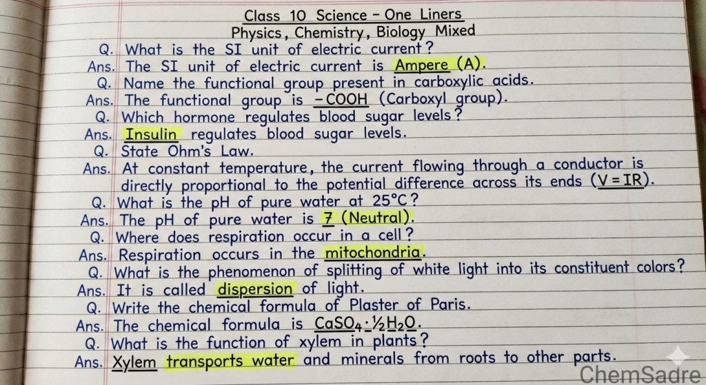 1000085391-1024x559 Class 10 Science One-Liner Question Answers | Physics Chemistry Biology Exam Revision